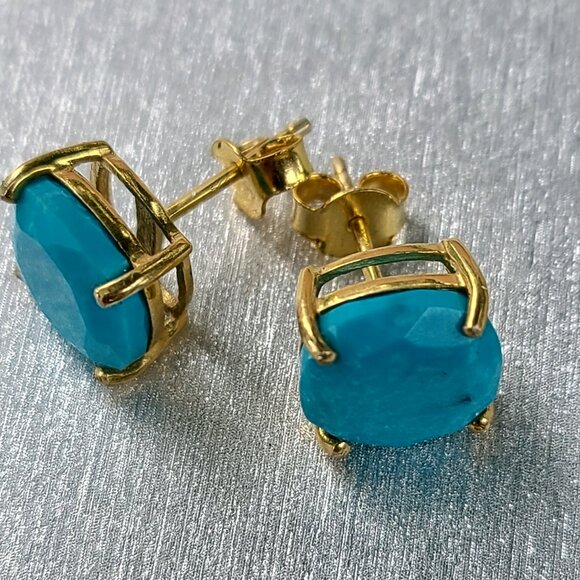 Turqoise Stud Earrings-Blue Trurqoise jewelry-gift - Picture 6 of 11